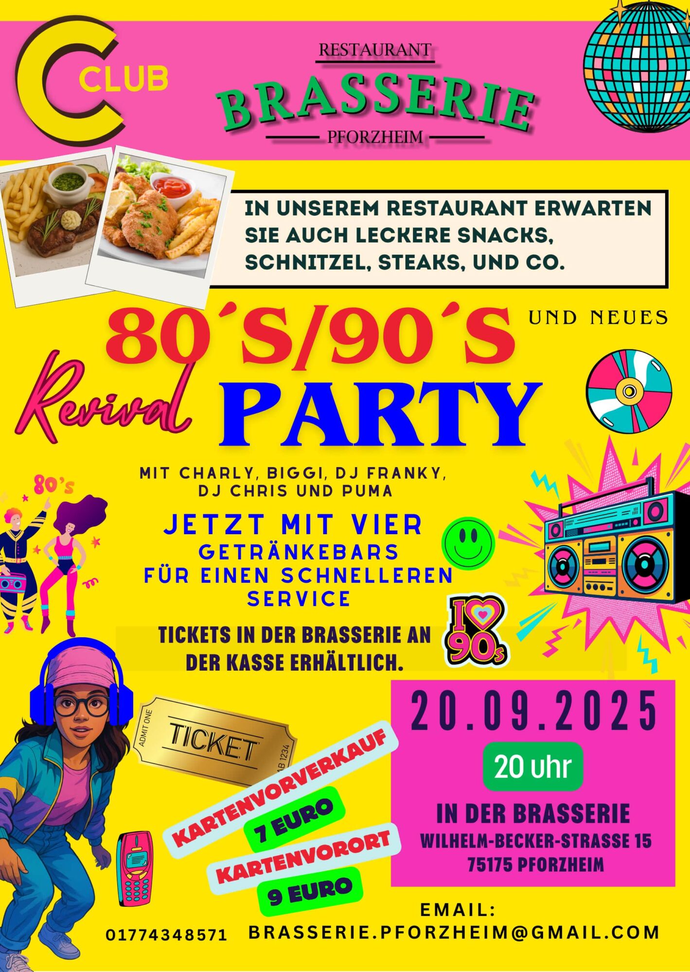 Flyer: Feiern Sie mit uns die 80er und 90er Jahre
