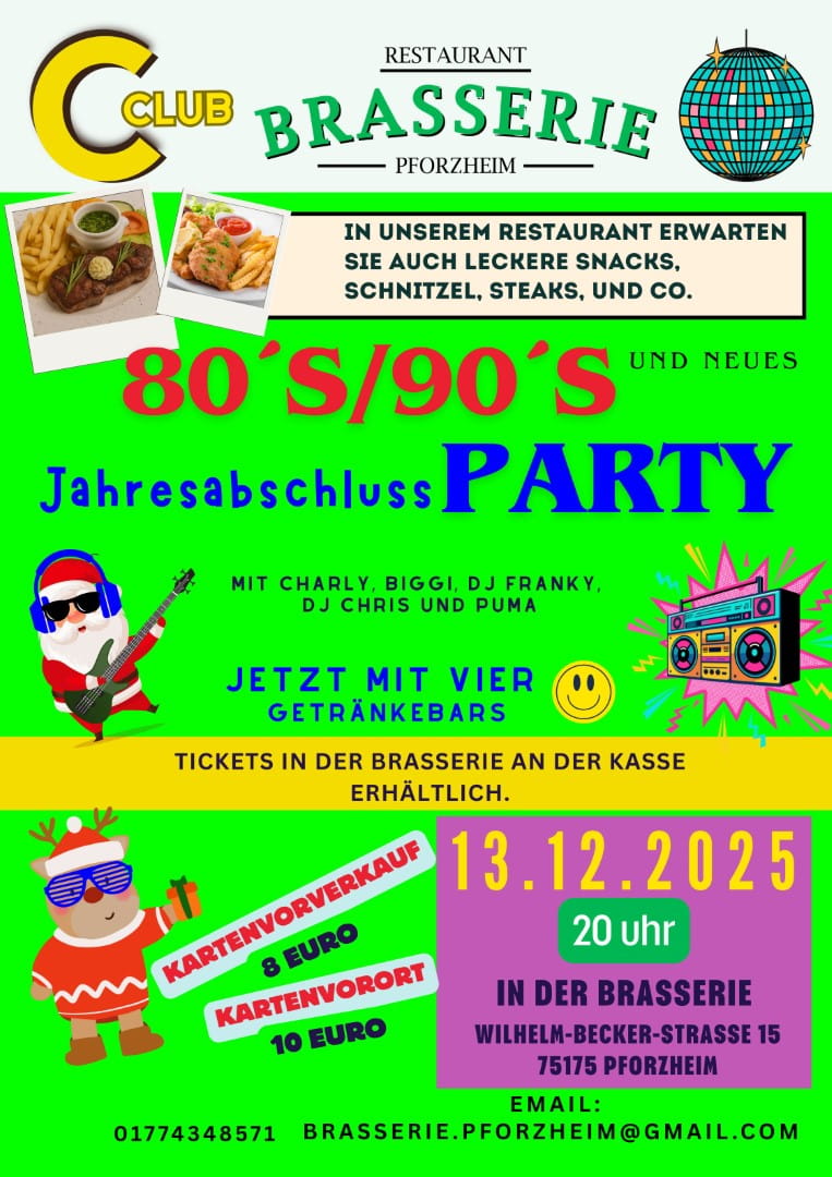 Flyer: Feiern Sie mit uns die 80er und 90er Jahre