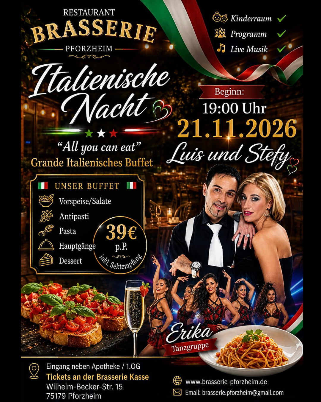 freier Eintritt (11.1 x 15.4 cm) (84 x 59 cm) (Instagram-Post (45)) (11) Flyer italienische Nacht